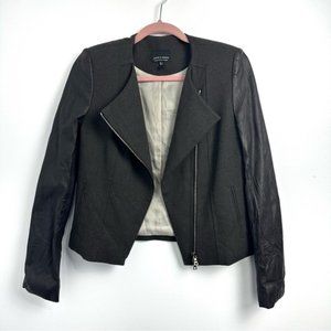 Judith & Charles Wool Blazer With Leather Sleeves Sz 4